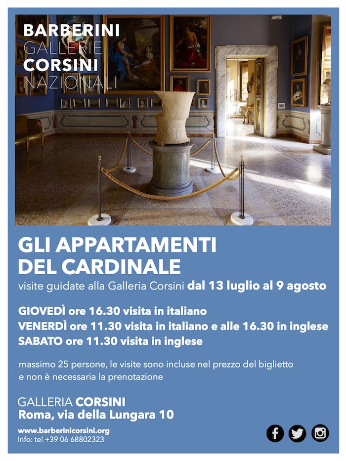 The Cardinal’s apartments. Guided tours of the Corsini Gallery (13 July – 9 August 2018)