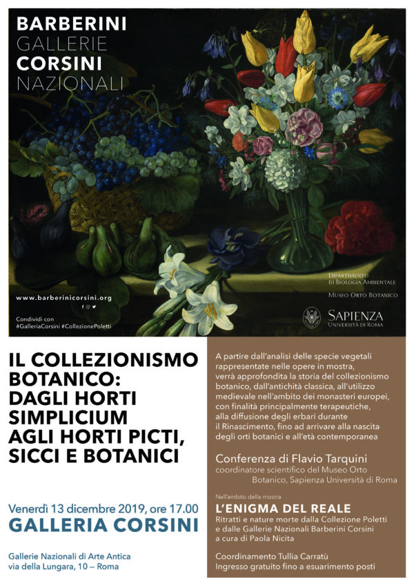Il Collezionismo Botanico: dagli Horti Simplicium agli Horti picti, sicci e botanici – conferenza